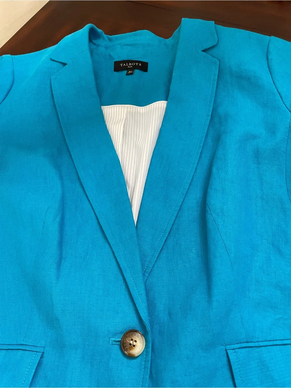 Talbots Bright Turquoise Linen-Blend Blazer women’s size 18W